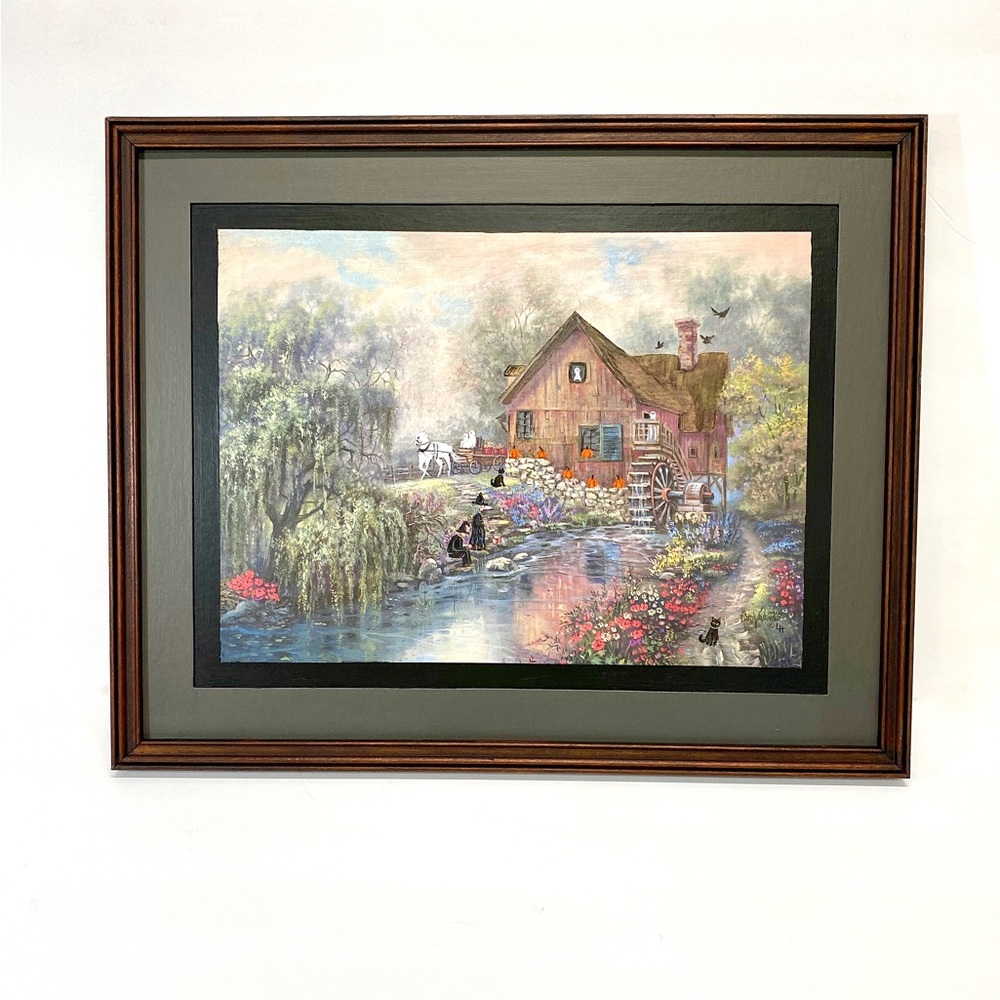 ALTERED Reimagined Thrift Store Art Find Halloween Wall Decor Painting
